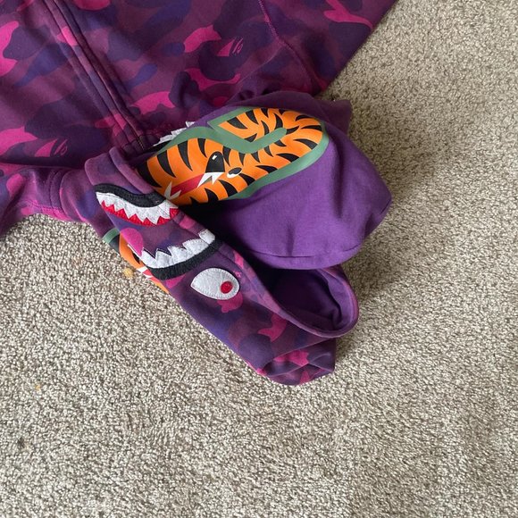 WGM BAPE Color purple Camo Shark Full Zip Hoodie - Picture 5 of 8